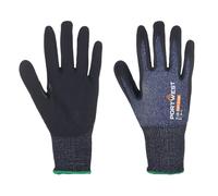 Portwest AP18 12 PACK SG Cut C15 Eco Nitrile Glove Sustainable Cut-Resistant Recycled PET Touchscreen Work Gloves High-Grip Breathable Durable Fit, Blue/Black, Medium