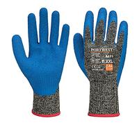 Portwest Aramid HR Cut Latex Glove, Color: Black/Blue, Size: XXXL, A611K4RXXXL
