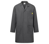 Portwest AS10 Anti-Static ESD Coat Carbon Fiber Fabric Concealed Stud Front EN Certified Lightweight Storage Pockets EPA Safe, Zoom Gray, XX-Large