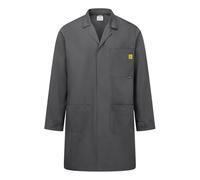 Portwest AS10 Anti-Static ESD Coat Carbon Fiber Fabric Concealed Stud Front EN Certified Lightweight Storage Pockets EPA Safe, Zoom Gray, Large