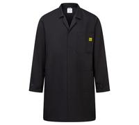 Portwest AS10 Anti-Static ESD Warehouse Coat Carbon Fibre Fabric | Black, 3X Large, EN 1149-5, EN 61340-5-1, 65% Polyester 34% Cotton, Electronics Assembly, Machine Wash 60C