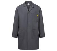 Portwest AS10 Anti-Static ESD Warehouse Coat Carbon Fibre Fabric | Zoom Grey, X Large, EN 1149-5, EN 61340-5-1, 65% Polyester 34% Cotton, Electronics Assembly, Machine Wash 60C