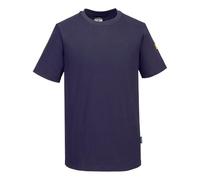 Portwest AS20 Anti-Static ESD T-Shirt Pull-On Design Club Collar Breathable | Navy, 2X Large, EN 61340-5-1, EN 1149-5, UKCA, Regular Fit, Machine Washable, Reflective, Lightweight, Short Sleeve