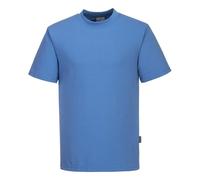 Portwest AS20 Anti-Static ESD T-Shirt Pull-On Design Club Collar Breathable | Hamilton Blue, Medium, EN 61340-5-1, EN 1149-5, UKCA, Tailored Fit, Machine Washable, Reflective, Lightweight, Short Sleeve