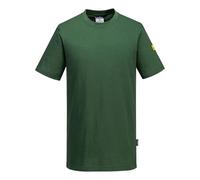 Portwest AS20 Anti-Static ESD T-Shirt Short Sleeve Lightweight Work Tee | Forest Green, 3X Large, 96% Cotton 4% Carbon Fibre 150g, Carbon Fibre Rib, For Warm EPA Areas, CE and UKCA Marked