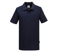 Portwest AS21 Anti-Static ESD Short Sleeve Polo Shirt Lightweight Cotton Blend for EPA Environments, Navy blue, M