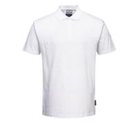 Portwest AS21 Anti-Static ESD Polo Shirt Short Sleeve Concealed Stud Front | White, X Large, EN 61340-5-1, EN 1149-5, UKCA, Classic Fit, 96% Cotton, Ribbed Collar, Lightweight, Breathable, Workwear