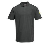 Portwest AS21 Anti-Static ESD Short Sleeve Polo Shirt Lightweight Cotton Blend for EPA Environments, Zoom Grey, L