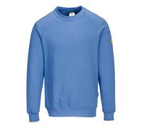 Portwest AS24 Anti-Static ESD Crew Neck Sweatshirt Men Workwear | Hamilton Blue, M, EN 1149-5, EN 61340-5-1, 9oz Cotton, Carbon Fibre Knitted, Electronics Assembly, CE Compliant
