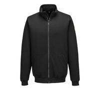 Portwest AS25 Anti Static ESD Zip Sweatshirt Cotton Carbon Fibre Blend Workwear Secure Pockets Ribbed Cuffs Comfortable Fit Durable CE Certified Protective Clothing, Black, M