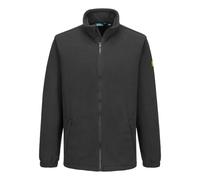 Portwest AS26 Anti-Static ESD Fleece Jacket CE Certified EN 61340 Workwear with Zipped Pockets Carbon Fibre Midlayer Polar Fleece 280g, Black, S