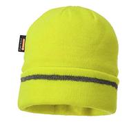 Portwest B023 Reflective Trim Knit Hat Insulated Insulatex Lined Waterproof | Yellow, Windproof, Machine Washable