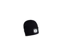 (One Size, Black) Portwest - Unisex Beanie Hat With LED Head Light Torch Rechargeable Via USB