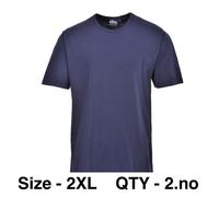 Portwest B120 Navy Thermal Base Layer Short Sleeve T-Shirt, Size XXL - 2 Pack
