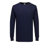 Portwest B123 Thermal T-Shirt Long Sleeve Round Neck Breathable Navy | Navy, 4X Large, UPF 15, 50% Cotton, 100% Polyester, Pull-On Design, Moisture Wicking, Club Collar, Polo Collar, Construction