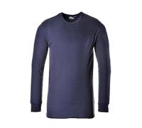 Portwest B123 Thermal T-Shirt Long Sleeve Round Neck Breathable Navy | Navy, X Small, UPF 15, Regular Fit, 50% Cotton, 100% Polyester, Pull-On Design, Moisture Wicking, Club Collar, Construction