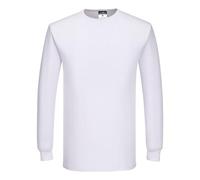 Portwest B123 Thermal T-Shirt Long Sleeve Round Neck Breathable White | White, 2X Large, UPF 15, Regular Fit, 50% Cotton, 100% Polyester, Pull-On Design, Moisture Wicking, Club Collar, Construction