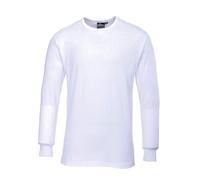 Portwest B123 Thermal T-Shirt Long Sleeve Round Neck Breathable White | White, 2X Large, UPF 15, Regular Fit, 50% Cotton, 100% Polyester, Pull-On Design, Moisture Wicking, Club Collar, Construction