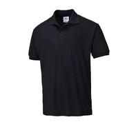 Portwest B210 Naples Polo Shirt Short Sleeve Pique Knit Polycotton Black