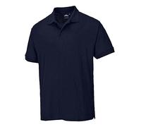 Portwest B210 Naples Polo Shirt Short Sleeve Pique Knit Polycotton Uniform Workwear Breathable Rib Collar UV Protection Twin Stitch Durable Wear, Dark Navy, Small