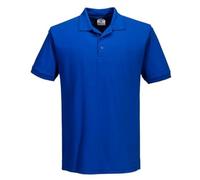 Portwest B210 Naples Polo Shirt Short Sleeve Pique Knit Polycotton Uniform Workwear Breathable Rib Collar UV Protection Twin Stitch Durable Wear, Royal Blue, Large