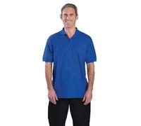 Portwest B210 Naples Polo Shirt Short Sleeve Pique Knit Polycotton Uniform Workwear Breathable Rib Collar UV Protection Twin Stitch Durable Wear, Royal Blue, Small