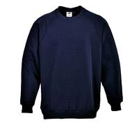 Portwest B300 Roma Sweatshirt Durable Soft Workwear Crew Neck Fleece 40+ UPF Sun Protection Comfortable Fit for Casual Corporate and Industrial Use, Dark Navy, XXXL