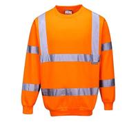 Portwest B303 Hi-Vis Sweatshirt Long Sleeve Knitted Fabric Machine Washable | Orange, 5X Large, EN ISO 20471 Class 3, RIS 3279-TOM, CE Certified, Classic Fit, 65% Cotton, Reflective Tape, Ribbed Cuffs