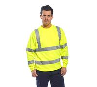 Portwest B303 Men's Comfort Hi-Vis Long Sleeve Sweatshirt - Lightweight Reflective Class 3 Safety Security High Viz Workwear, Yellow, 4XL