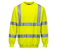 Portwest B303 Men's Comfort Hi-Vis Long Sleeve Sweatshirt - Lightweight Reflective Class 3 Safety Security High Viz Workwear, Yellow, XXL