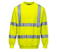 Portwest B303 Men's Comfort Hi-Vis Long Sleeve Sweatshirt - Lightweight Reflective Class 3 Safety Security High Viz Workwear, Yellow, XXXL