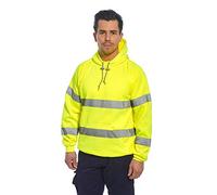 Portwest B304 Hi Vis Mens Hoodie Reflective Pullover High Visibility Hooded Sweatshirt Safety Workwear With Reflective Tape Yellow 3X-Large