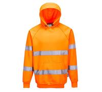 Portwest B304 Hi Vis Mens Hoodie Reflective Pullover High Visibility Hooded Sweatshirt Safety Workwear With Reflective Tape Orange Large