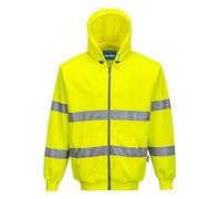 Portwest B305 Hi-Vis Zipped Hoodie Long Sleeve Hooded Front Zip Opening | Yellow, X Large, EN ISO 20471 Class 3, RIS 3279-TOM, UPF 40+, Polyester, Knitted Fabric, 2 Side Pockets, Secure Storage, Rail