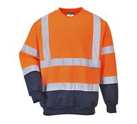 Portwest B306 Hi-Vis Contrast Sweatshirt Ribbed Cuffs Polycotton Reflective