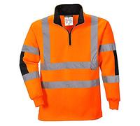 Portwest B308 High Visibility Workwear Xenon Rugby Shirt Orange, Medium