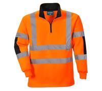 Portwest B308 Xenon Hi-Vis Rugby Shirt Long Sleeve Quarter Zip | Reflective Tape, Quarter Zip, Long Sleeve, High Visibility, Rail, Highway, Construction