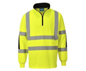 Portwest B308 Xenon Hi-Vis Rugby Shirt Long Sleeve Quarter Zip | Reflective Tape, Quarter Zip, Long Sleeve, High Visibility, Rail, Highway, Construction