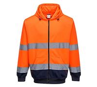 Portwest B317 Hi-Vis Contrast Zipped Hoodie Orange/Navy, Large