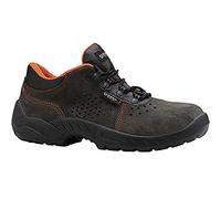Portwest Base Protection B0150 Opera Low Safety Shoe Lace-Up Fastening | Grey/Orange, 4, S1P EN ISO 20345, Leather Outsole, Breathable, 200 Joules Resistant Toe-Cap, Water Resistant, Water Repellent