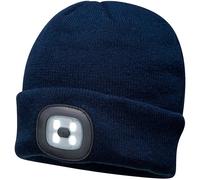 Portwest Rechargeable LED Beanie Navy Size: One Size Colour: Navy, Siz One Size