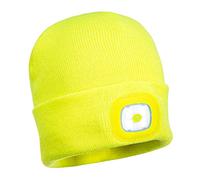 Portwest Beanie USB Rechargeable LED Head Light, Size: One Size, Colour: Yellow, B029YER