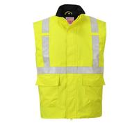 Portwest S776 Bizflame Rain Hi-Vis FR Bodywarmer Flame-Resistant Chemical-Resistant Anti-Static Waterproof Taped Seams Reflective Tape Quilted Lining Workwear, Yellow, XXL