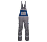Portwest Bizflame Ultra Two Tone Bib & Brace, Trouser Length: Regular, Color: Grey/Royal, Size: M, FR07GRRM