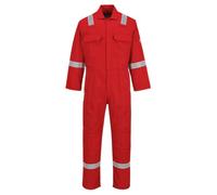 Portwest Coverall Bizweld Iona - Flame Resistant 100% Cotton, Reflective Tape, Red XXL