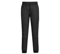 Portwest C074 Chef Work Joggers Mesh Air Pro Stretch Slim Fit Elastic Waist Durable Polycotton Water Resistant Breathable Catering Trousers, Black, XL