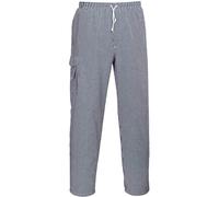 Portwest Chester Chef Trousers Blue/White - Inside Leg: 31" Waist S 31"