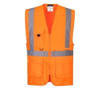 Portwest C357 Hi-Vis Tablet Pocket Executive Zipped Vest Multi Pockets - Orange