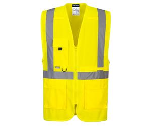 Portwest C357 Hi-Vis Tablet Pocket Executive Zipped Vest Multi Pockets - Yellow