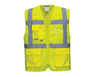 Portwest C376 Athens Hi-Vis Mesh Executive Vest Zip Safety Waistcoat - Yellow